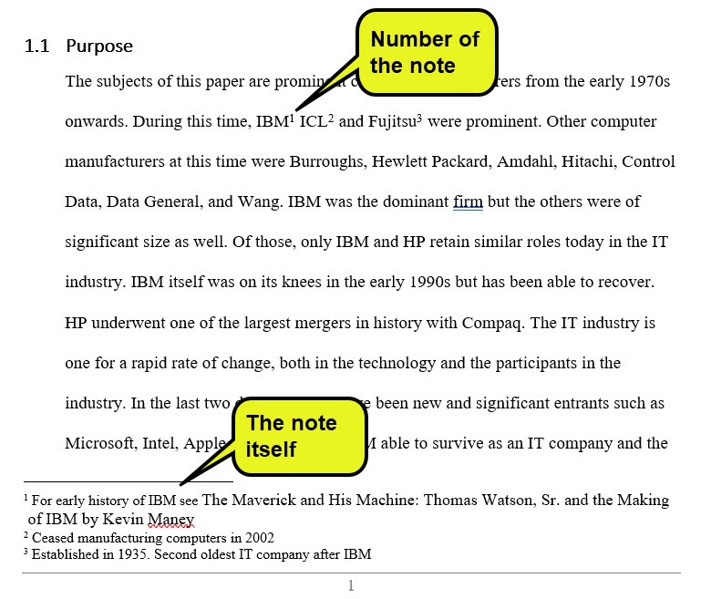 how to make footnotes in word