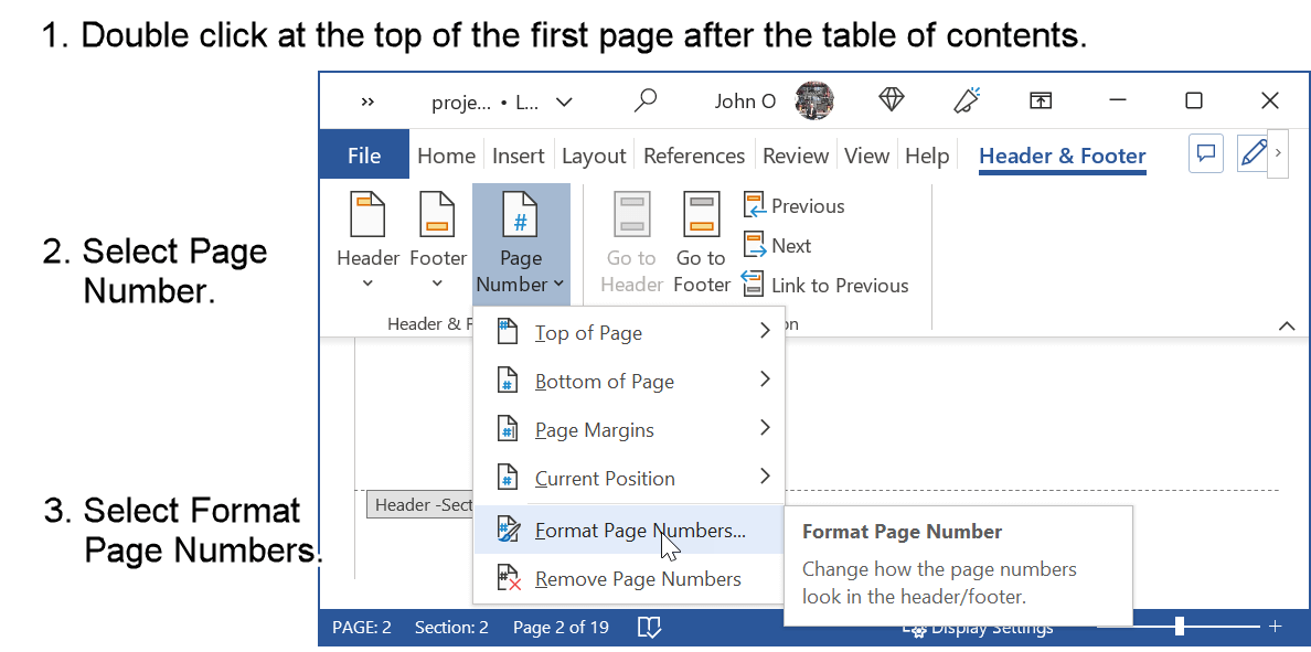 Create A Table Of Contents With Roman Numeral Page Numbers 