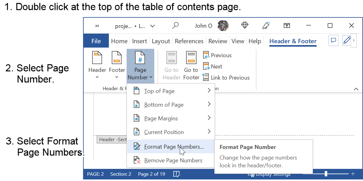 Create A Table Of Contents With Roman Numeral Page Numbers 