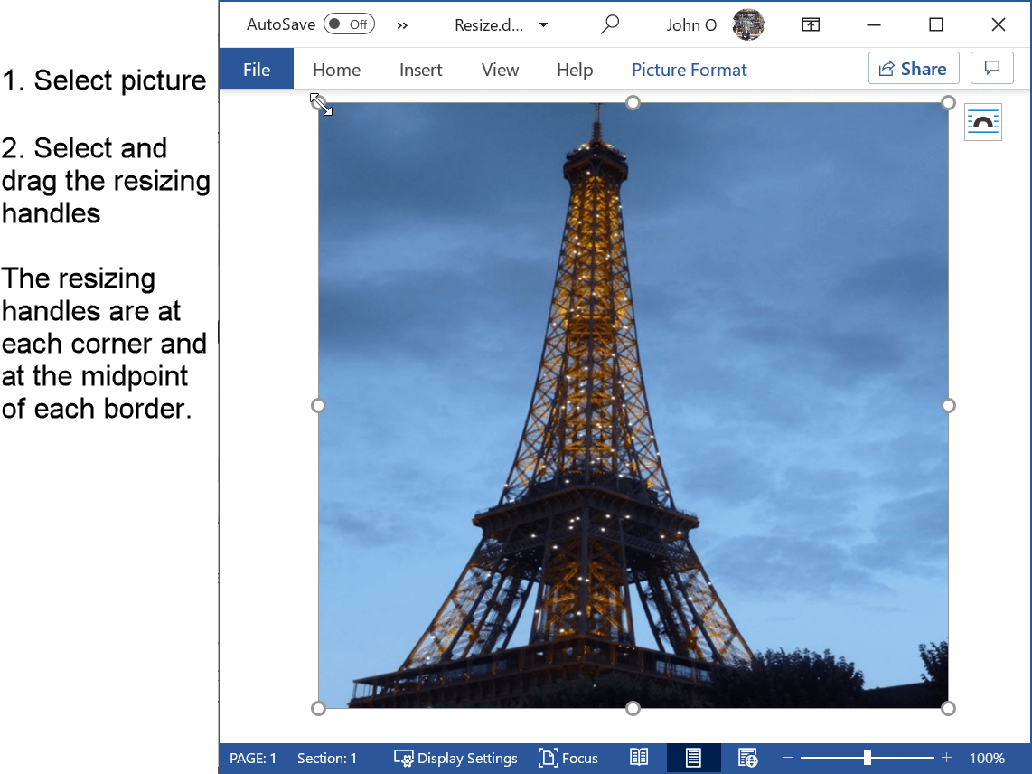 Resize A Picture In Word