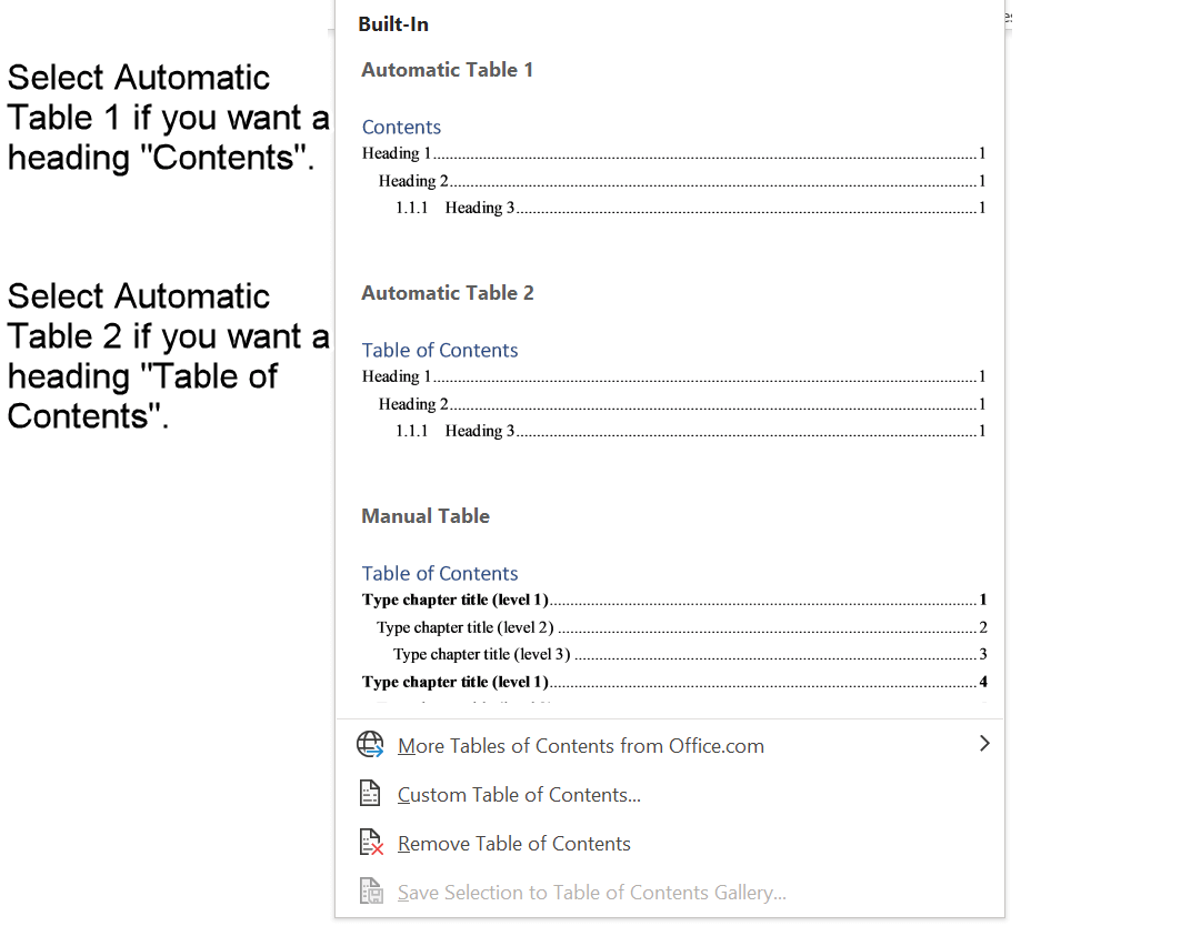 Create A Table Of Contents With Roman Numeral Page Numbers 