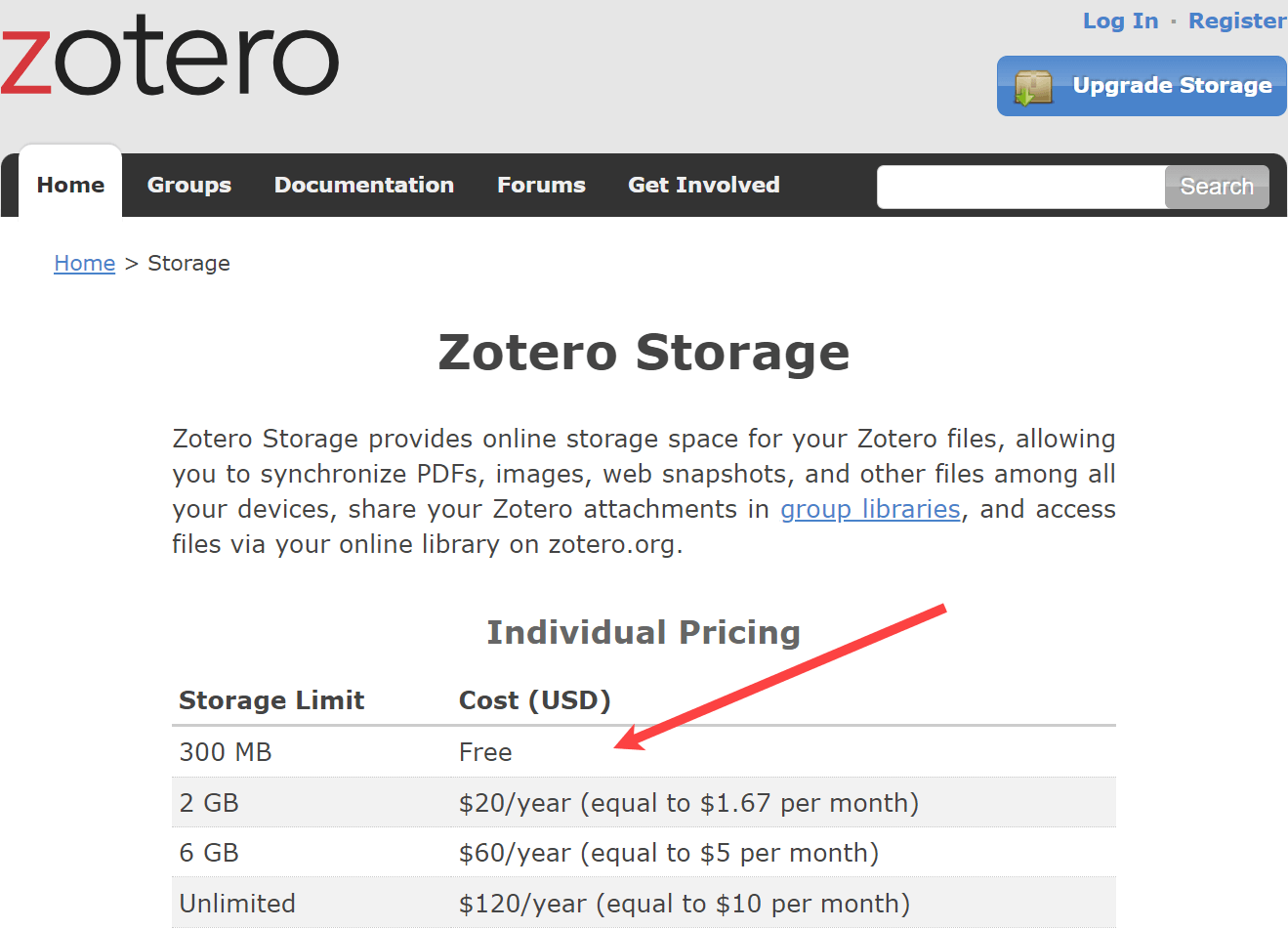 Zotero pricing for additional online storage